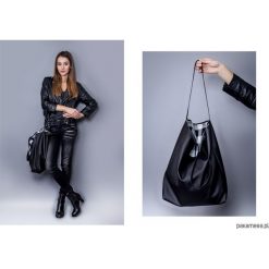 Torba basic czarna krata. Czarne torebki klasyczne damskie marki Pakamera, bez wzorów, z bawełny, na ramię, bez dodatków. Za 145,00 zł.
