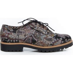 Sznurowane półbuty oksfordki - skóra naturalna - model 258 - kolor boho. Szare półbuty damskie Zapato, do pracy, bez wzorów, z jeansu, eleganckie, z okrągłym noskiem, na niskim obcasie, na obcasie, na sznurówki. Za 309,00 zł.