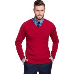 Sweter FABRIZIO SWTR000113. Czerwone swetry męskie Giacomo Conti, m, bez wzorów, z wiskozy, bez kołnierzyka, bez kaptura. Za 229,00 zł.
