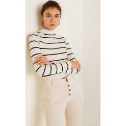 Mango - Bluzka Olivia. Szare bluzki asymetryczne Mango, l, z bawełny, casualowe, z golfem. Za 79,90 zł.