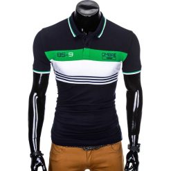 KOSZULKA MĘSKA POLO BEZ NADRUKU S913 - GRANATOWA. Niebieskie koszulki polo męskie marki Ombre Clothing, s, z nadrukiem. Za 49,00 zł.