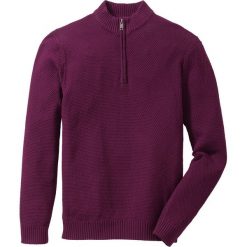 Sweter ze stójką z zamkiem bonprix czarny bez. Fioletowe swetry męskie bonprix, s, bez wzorów, z dzianiny, ze stójką, bez kaptura. Za 34,99 zł.