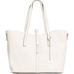 Torebki klasyczne damskie: Skórzana torebka w kolorze kremowym – 40 x 27 x 14 cm