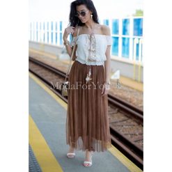 Bluzka Boho. Szare bluzki damskie Modaforyou, s, bez wzorów, z elastanu, boho, bez kołnierzyka, bez rękawów. Za 89,00 zł.