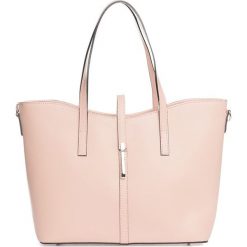 Torebki klasyczne damskie: Skórzana torebka w kolorze jasnoróżowym – 40 x 27 x 14 cm