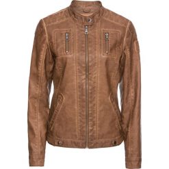 Kurtka ze sztucznej skóry z efektem wytarcia bonprix koniakowy. Pomarańczowe kurtki damskie marki bonprix, z aplikacjami, ze skóry. Za 219,99 zł.