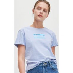 T-shirt z bawełny organicznej - Niebieski. Niebieskie t-shirty damskie Reserved, xl, bez wzorów, z bawełny, bez kołnierzyka. W wyprzedaży za 19,99 zł.