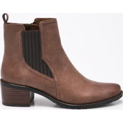 Caprice - Botki. Brązowe buty zimowe damskie marki Caprice, z materiału, na obcasie. W wyprzedaży za 219,90 zł.