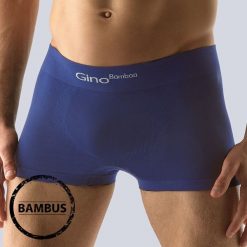 Bokserki Bamboo z krótkimi nogawkami Blue. Niebieskie bokserki męskie GINO, bez wzorów, z włókna. Za 38,99 zł.