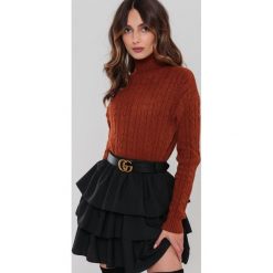 Brązowy Golf Meadowlark. Pomarańczowe swetry damskie Renee, s, bez wzorów, z jeansu, eleganckie, z długim rękawem, długie, bez kaptura. Za 99,99 zł.