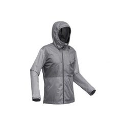 Kurtka trekkingowa TRAVEL100 COMPACT męska. Szare kurtki męskie FORCLAZ, xl, bez wzorów, z poliesteru, bez kaptura, trekkingowe. Za 179,99 zł.