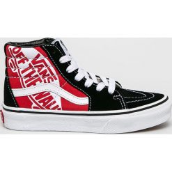 Vans - Trampki dziecięce Sk8-Hi. Czarne trampki chłopięce Vans, bez wzorów, ze skóry, na sznurówki. W wyprzedaży za 199,90 zł.
