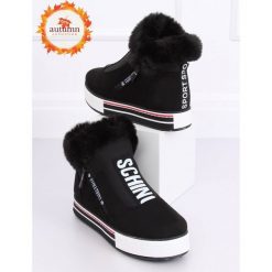 Trampki ocieplane czarne NB311 BLACK. Czarne buty sportowe damskie FunKee.pl, z aplikacjami, z tkaniny, na zamek. Za 130,99 zł.