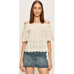 Pepe Jeans - Bluzka Luna. Białe bluzki damskie Pepe Jeans, na co dzień, s, w koronkowe wzory, z bawełny, bez kołnierzyka, bez rękawów. W wyprzedaży za 239,90 zł.