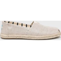 Toms - Espadryle Classic. Brązowe espadryle damskie marki Toms, bez wzorów, z materiału, bez obcasa. Za 259,90 zł.