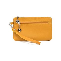 Skórzana kopertówka w kolorze żółtym - (S)19 x (W)12 cm. Żółte kopertówki damskie Black Friday Bags, bez wzorów, ze skóry, bez dodatków. W wyprzedaży za 99,95 zł.