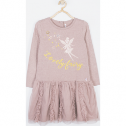 Sukienka. Szare sukienki dziewczęce FAIRY, z bawełny, z długim rękawem, długie. Za 79,90 zł.