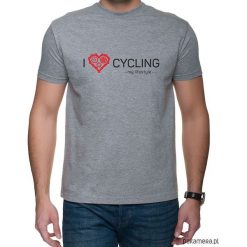 Koszulka T-SHIRT. I love cycling - my lifestyle. Szare t-shirty męskie z nadrukiem Pakamera, m. Za 85,00 zł.