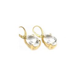Earrings Kryształ Górski Szlif Okrągły złoto. Białe kolczyki damskie Brazi druse jewelry, z kryształem, srebrne, z angielskim zapięciem. Za 490,00 zł.
