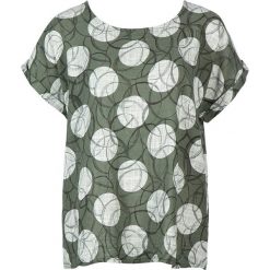 Koszulka w kolorze khaki. Brązowe bluzki damskie Letnie stylizacje, bez wzorów, z bawełny, z okrągłym kołnierzem, bez rękawów. W wyprzedaży za 87,95 zł.