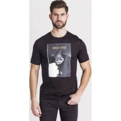 T-SHIRT Emporio Armani. Czarne t-shirty męskie Emporio Armani, s, z nadrukiem, z bawełny, z okrągłym kołnierzem. Za 353,00 zł.