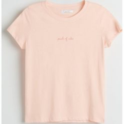 T-shirt z bawełny organicznej - Różowy. Różowe t-shirty damskie Reserved, s, bez wzorów, z bawełny, bez kołnierzyka. Za 79,99 zł.