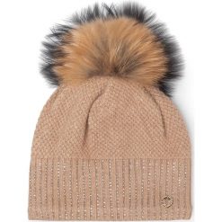 Czapka GRANADILLA - Sparkle Beanie Chic JG5253 Beige 031. Brązowe czapki damskie Granadilla, bez wzorów, z wiskozy. W wyprzedaży za 219,00 zł.
