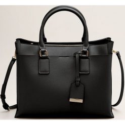 Mango - Torebka Leiro. Czarne shopper bag damskie Mango, w paski, z poliesteru, do ręki, duże. Za 159,90 zł.