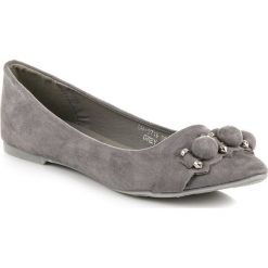 Baleriny damskie: Stylowe szare baleriny IDEAL SHOES odcienie szarości i srebra