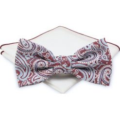 Mucha z poszetką - Chattier, Męska - Kolorowa w Orientalny Wzór MUCH0398. Muszki męskie Chattier, na imprezę, w paski, eleganckie. Za 44,00 zł.