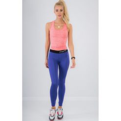 Legginsy sportowe damskie: Fioletowe legginsy sportowe z czarnymi lampasami 13299