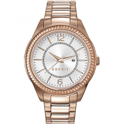 Zegarek kwarcowy w kolorze srebrno-różowozłotym. Żółte, analogowe zegarki damskie Esprit Watches, ze stali. W wyprzedaży za 318,95 zł.