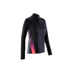 Bluza do biegania długi rękaw KIPRUN WARM LIGHT damska. Czarne bluzy sportowe damskie marki KALENJI, z elastanu, z długim rękawem, długie. Za 99,99 zł.