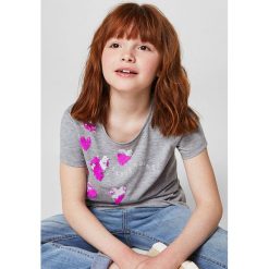 Mango Kids - Top dziecięcy Ariesc 110-164 cm. Szare bluzki dziewczęce marki Mango Kids, z nadrukiem, z bawełny, z okrągłym kołnierzem. W wyprzedaży za 39,90 zł.