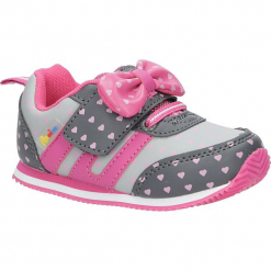 Szare buty sportowe z kokardką na rzepy American CA41-17005B. Szare buciki niemowlęce American, na rzepy. Za 69,99 zł.