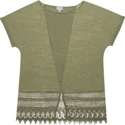 Lniana koszulka "Lovely" w kolorze khaki. Brązowe koszulki damskie Ateliers de la maille Paris, na co dzień, w koronkowe wzory, ze lnu, z okrągłym kołnierzem, bez rękawów. W wyprzedaży za 128,95 zł.