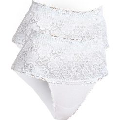 Figi wyszczuplające (2 pary w opak.) bonprix biały. Białe figi damskie marki bonprix, w koronkowe wzory, z koronki. Za 59,98 zł.