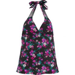 Top plażowy bonprix czarny w kwiaty. Czarne stroje kąpielowe damskie bonprix, z nadrukiem. Za 69,99 zł.