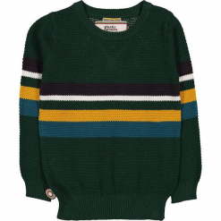 Sweter "My Heroics" w kolorze ciemnozielonym. Zielone swetry chłopięce marki 4FunkyFlavours Kids, w paski, z bawełny, z okrągłym kołnierzem. W wyprzedaży za 122,95 zł.