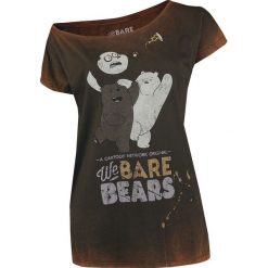 We Bare Bears Pizza! Koszulka damska brązowy/pomarańczowy. Pomarańczowe bluzki damskie marki We Bare Bears, l, z nadrukiem, z dekoltem w łódkę. Za 32,90 zł.