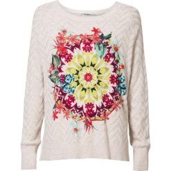 Desigual sweter damski Jers Kenmare M kremowy. Białe swetry damskie Desigual, m, bez wzorów, z bawełny, bez rękawów, bez kaptura. W wyprzedaży za 249,00 zł.