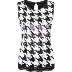 Guess Bluzka. Czarne bluzki damskie Guess, na co dzień, z aplikacjami, z tkaniny, z okrągłym kołnierzem, bez rękawów. Za 149,00 zł.