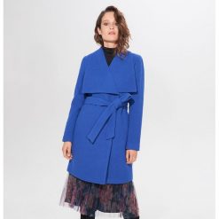 Płaszcz z wełną - Niebieski. Niebieskie płaszcze damskie Mohito, bez wzorów, z wełny. Za 299,99 zł.