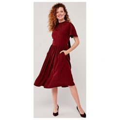 Sukienka Orkide Pulita 32 bordo. Czerwone sukienki damskie na lato, s, w grochy, z bawełny, z kokardą. Za 397,00 zł.