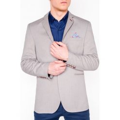 Marynarka męska casual M118 - beżowa. Brązowe marynarki męskie Ombre Clothing, m, bez wzorów, z bawełny, casualowe. Za 89,00 zł.