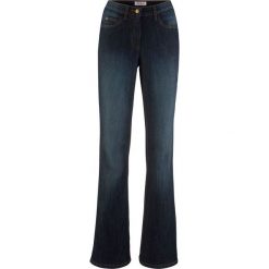 Wygodne dżinsy ze stretchem BOOTCUT bonprix ciemnoniebieski "used". Niebieskie jeansy damskie bonprix. Za 74,99 zł.