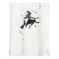 Mango Kids - Longsleeve dziecięcy Witch 110-164 cm. Białe bluzki dziewczęce Mango Kids, z nadrukiem, z bawełny, z okrągłym kołnierzem, z krótkim rękawem, krótkie, bez kaptura. Za 35,90 zł.