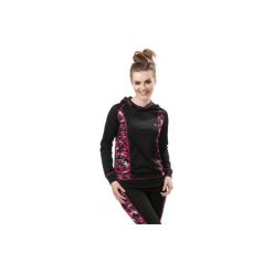 Bluzy damskie: Bluza damska nierozpinana, z kapturem we wzory
