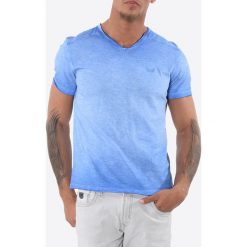 T-shirty męskie: T-shirt gładki, dekolt w serek, krótki rękaw