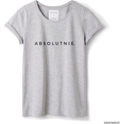 T-shirt szary ABSOLUTNIE. Szare bluzki damskie Pakamera, z napisami, klasyczne, z klasycznym kołnierzykiem. Za 79,00 zł.